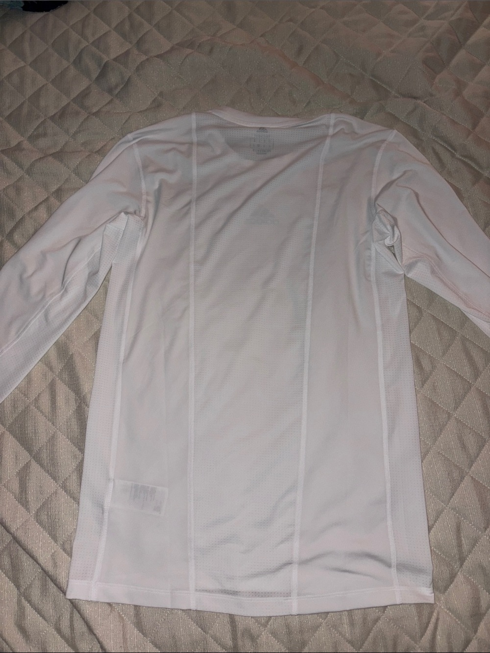Adidas TECHFIT/PRIMEGREEN Athletic Performance White Long Sleeve Shirt - Picture 3 of 7